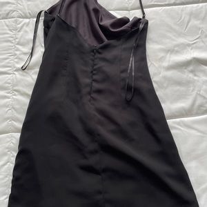 Black polyester one strap club dress